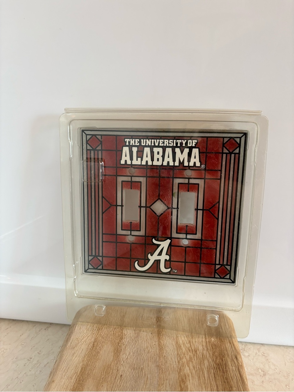 Alabama Crimson Tide Glass Double Switch Plate Cover